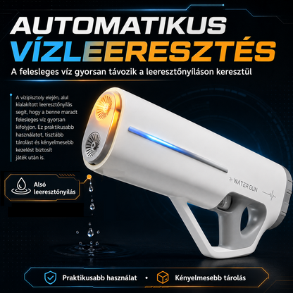 automata elektromos vízipisztoly, automatikus vízleeresztés funkcióposzteren