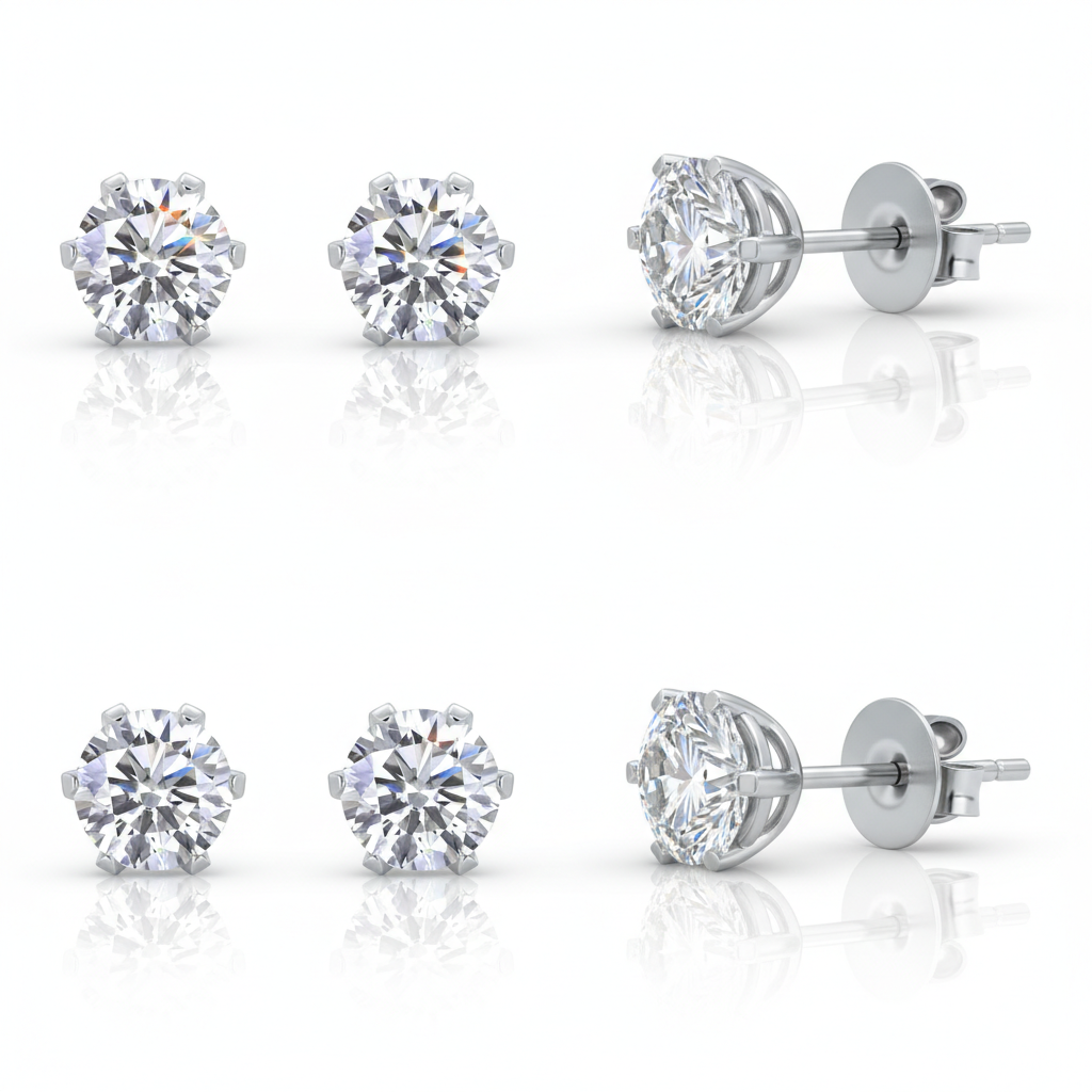 fülbevaló, ezüst, moissanite kővel, 925 ezüst részlettel, fényes részlettel, 2026-3 modell