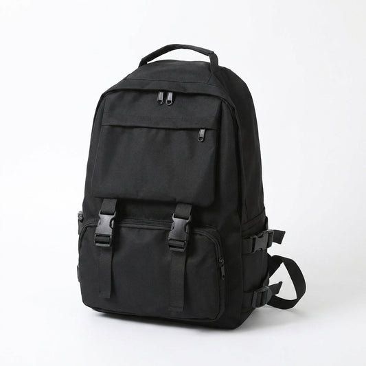 Dollcini fekete ergonomikus iskolai laptop hátizsák, csatos elülső zsebekkel