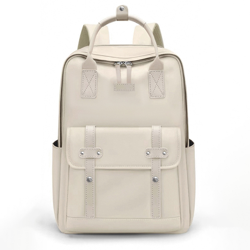 Dollcini krémszínű bővíthető unisex üzleti laptop hátizsák, 16 hüvelykes laptophoz