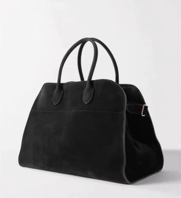 Dollcini fekete velúrhatású nagy méretű női shopper kézitáska, dupla fogantyúval