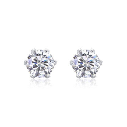 Dollcini moissanite bedugós fülbevaló pár, ragyogó kerek csiszolással