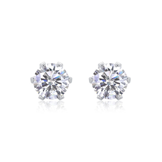 Dollcini moissanite bedugós fülbevaló pár, ragyogó kerek csiszolással