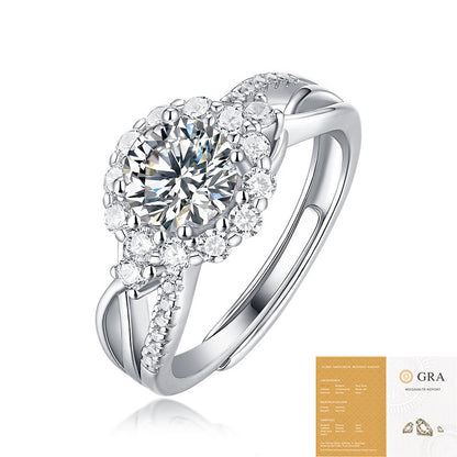 Dollcini 1 karátos moissanite gyűrű, GRA tanúsítványkártyával