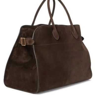 Dollcini barna velúrhatású nagy méretű női shopper kézitáska, oldalsó csattal