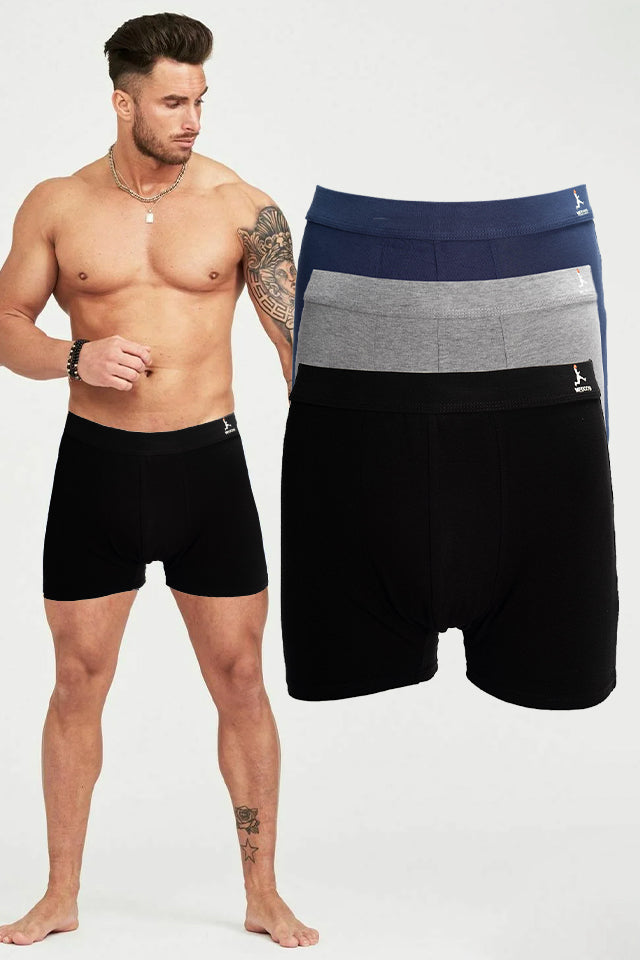 férfi boxeralsó, 3 részes, pamutból, hátoldali nézetben, ZZC_098_L modell