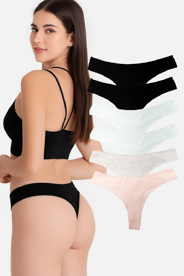 női tanga, többszínű, 6 részes, pamutból, hátoldali nézetben, ZZC_3682_M modell