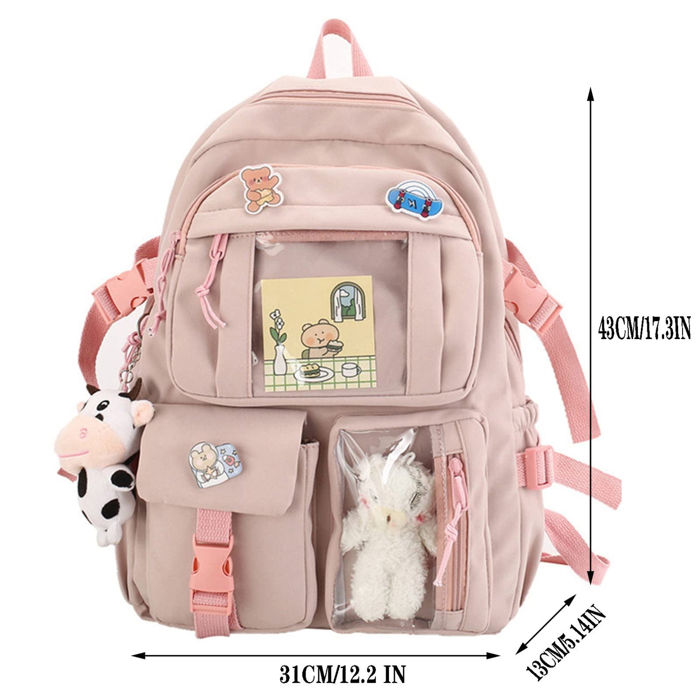 laptop hátizsák, rózsa formával, nylon anyagból, vízálló kivitelben, főnézetben
