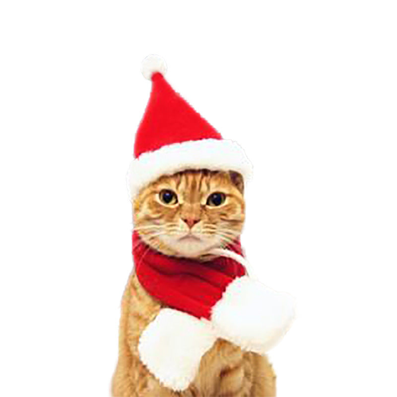 Dollcini piros karácsonyi cicajelmez, Mikulás sapkával és fehér pomponokkal