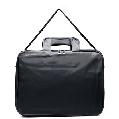 laptoptáska, fekete, nylon anyagból, cipzáras részlettel, állítható pánttal