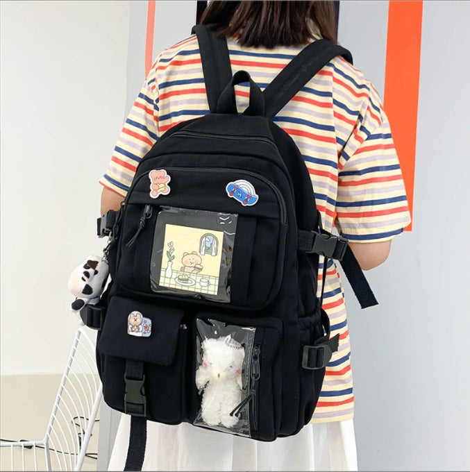 laptop hátizsák, rózsa formával, nylon anyagból, vízálló kivitelben, hátoldali nézetben