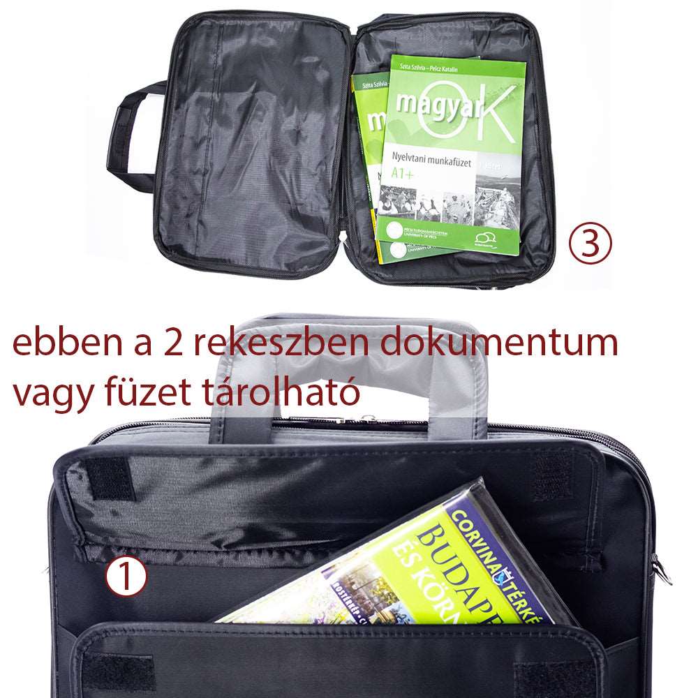 laptoptáska, fekete, nylon anyagból, cipzáras részlettel, 7011429ba7 modell