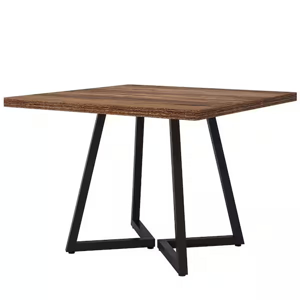 Dollcini modern étkezőasztal, barna 80 x 80 cm asztallappal és fekete fém lábakkal