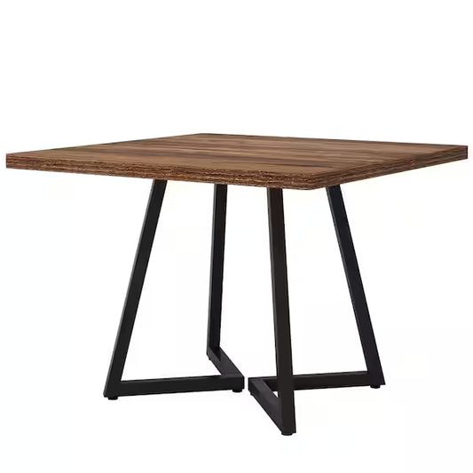 Dollcini modern étkezőasztal, barna 80 x 80 cm asztallappal és fekete fém lábakkal