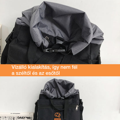 fekete vízálló laptop hátizsák vízálló záródást bemutató részletképen