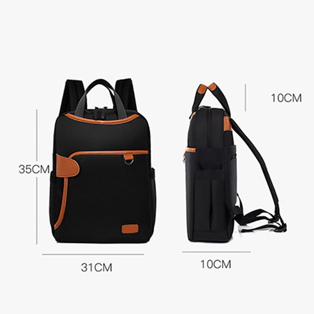 fekete kompakt laptop hátizsák méretábrán 35 x 31 x 10 cm jelöléssel