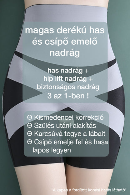 alakformáló bugyi, fekete, poliészter anyagból, cipzáras részlettel, rugalmas kialakítással